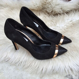 Dune black metallic detail pumps 8/38